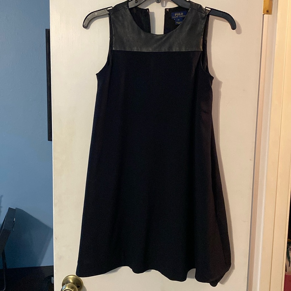 Polo Ralph Lauren Girls black and leather dress size 12